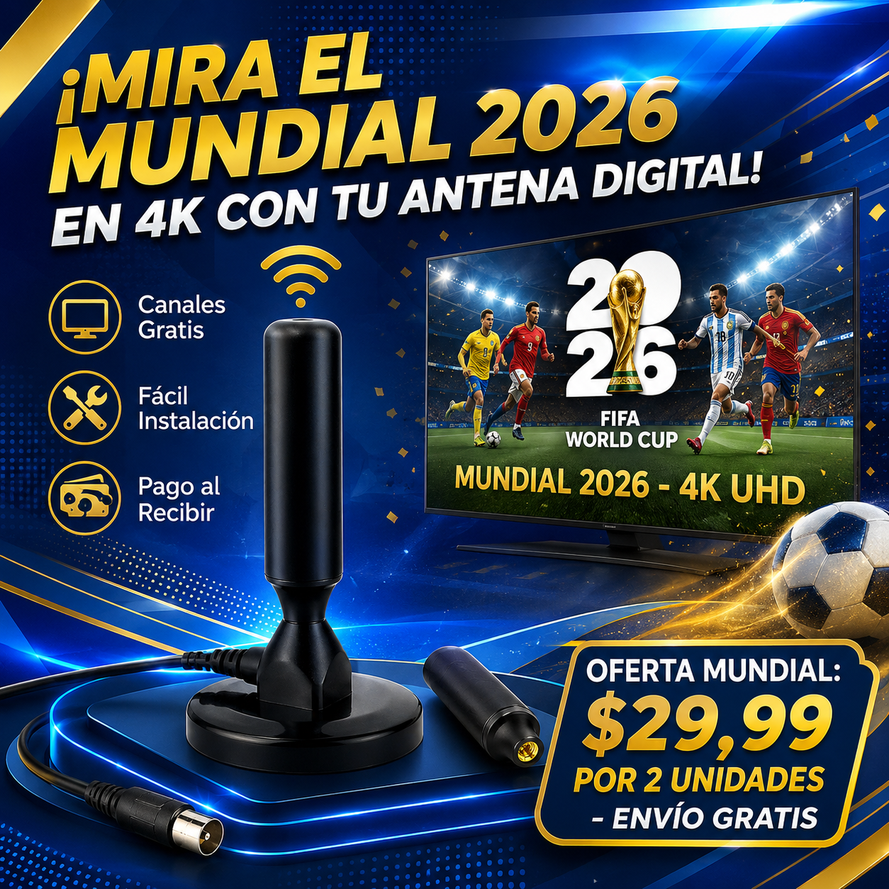 ANTENA DIGITAL HD 2X1 ( Lleva 2 y Solo Paga 1 ) | Disfruta Canales en Alta Definición sin Mensualidades