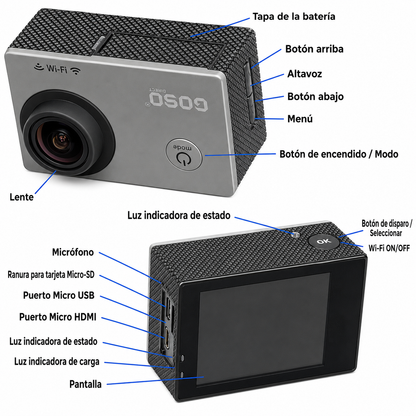 📷 Mini Cámara Deportiva Tipo GoPro con Gran Angular y WiFi - [PROMOCIÓN DE CUMPLEAÑOS]
