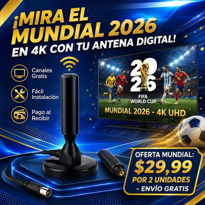 ANTENA DIGITAL HD 2X1 ( Lleva 2 y Solo Paga 1 ) | Disfruta Canales en Alta Definición sin Mensualidades
