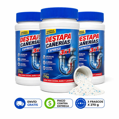 ¡Súper Promo Compra 1 y llévate 3! Polvo Destapa Cañerías - Elimina Obstrucciones al Instante, Sin Plomero