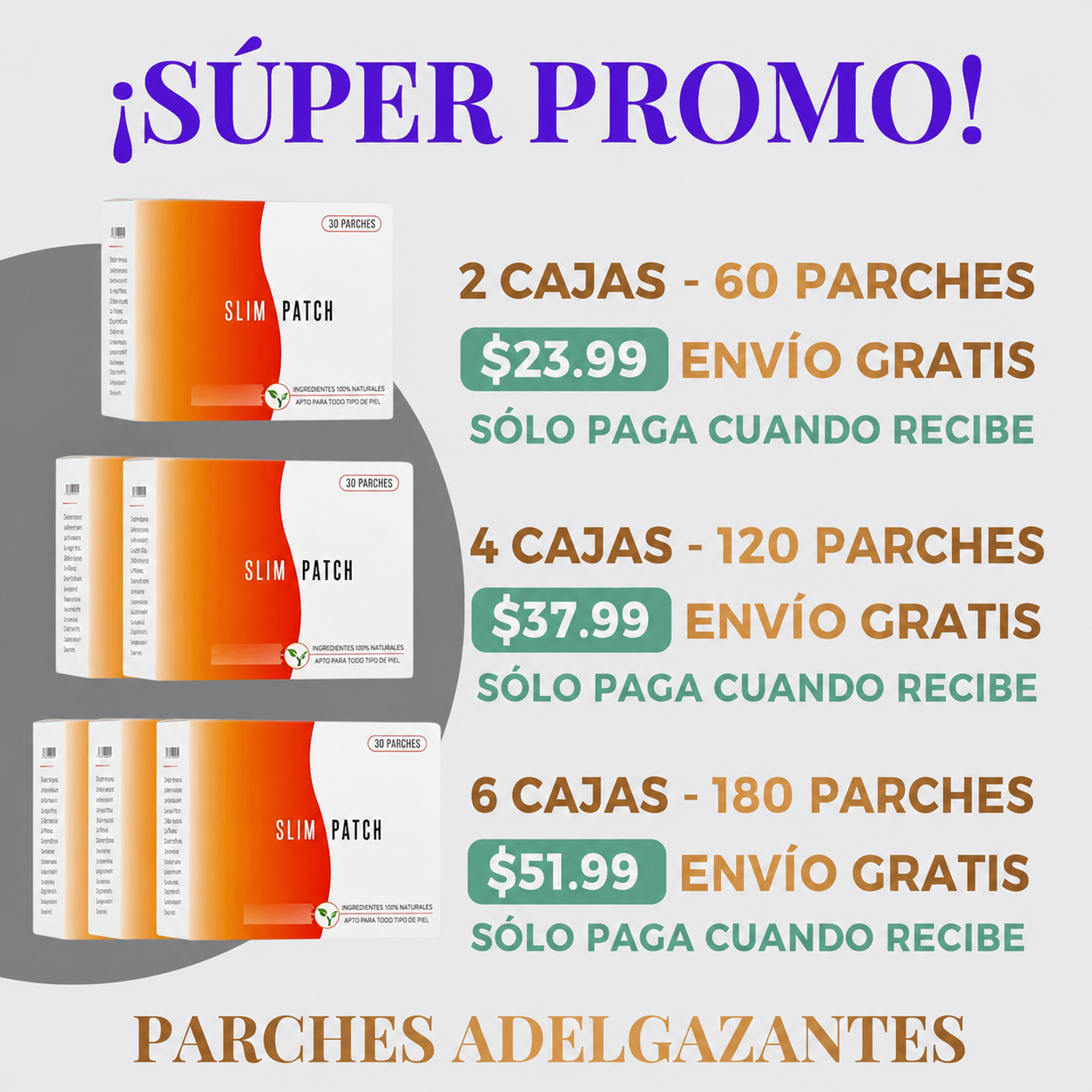 2x CAJAS PARCHES ADELGAZANTES SLIM PATCH CAJA x 30 (60 PARCHES)