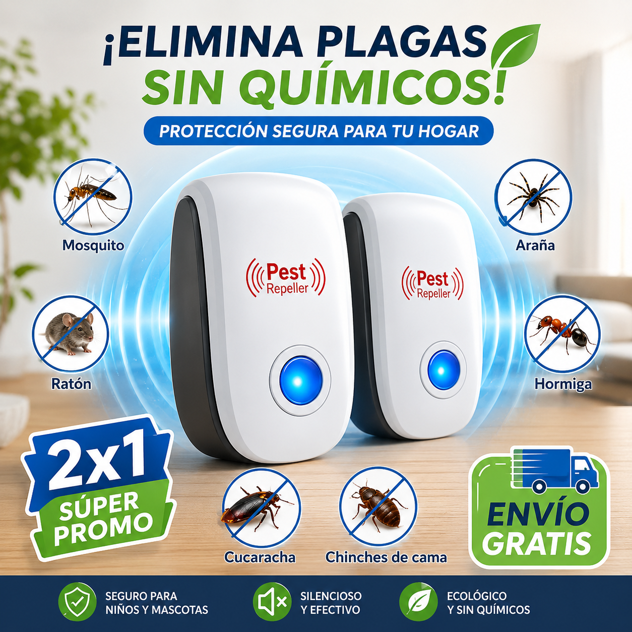PROMO 2X1 | Repelente Ultrasonico para Insectos y Ratones
